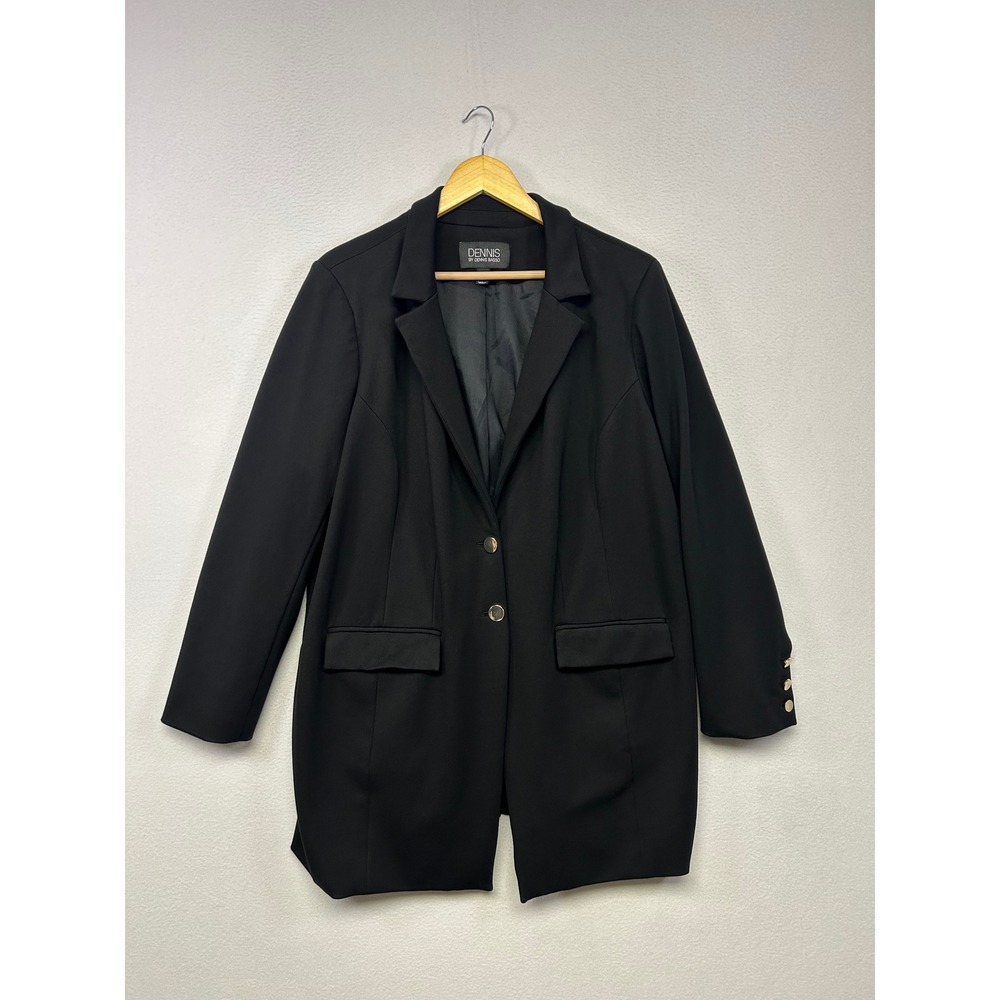 Professional Dennis By Dennis Basso Womens 24W Black Long Sleeve Button Blazer
